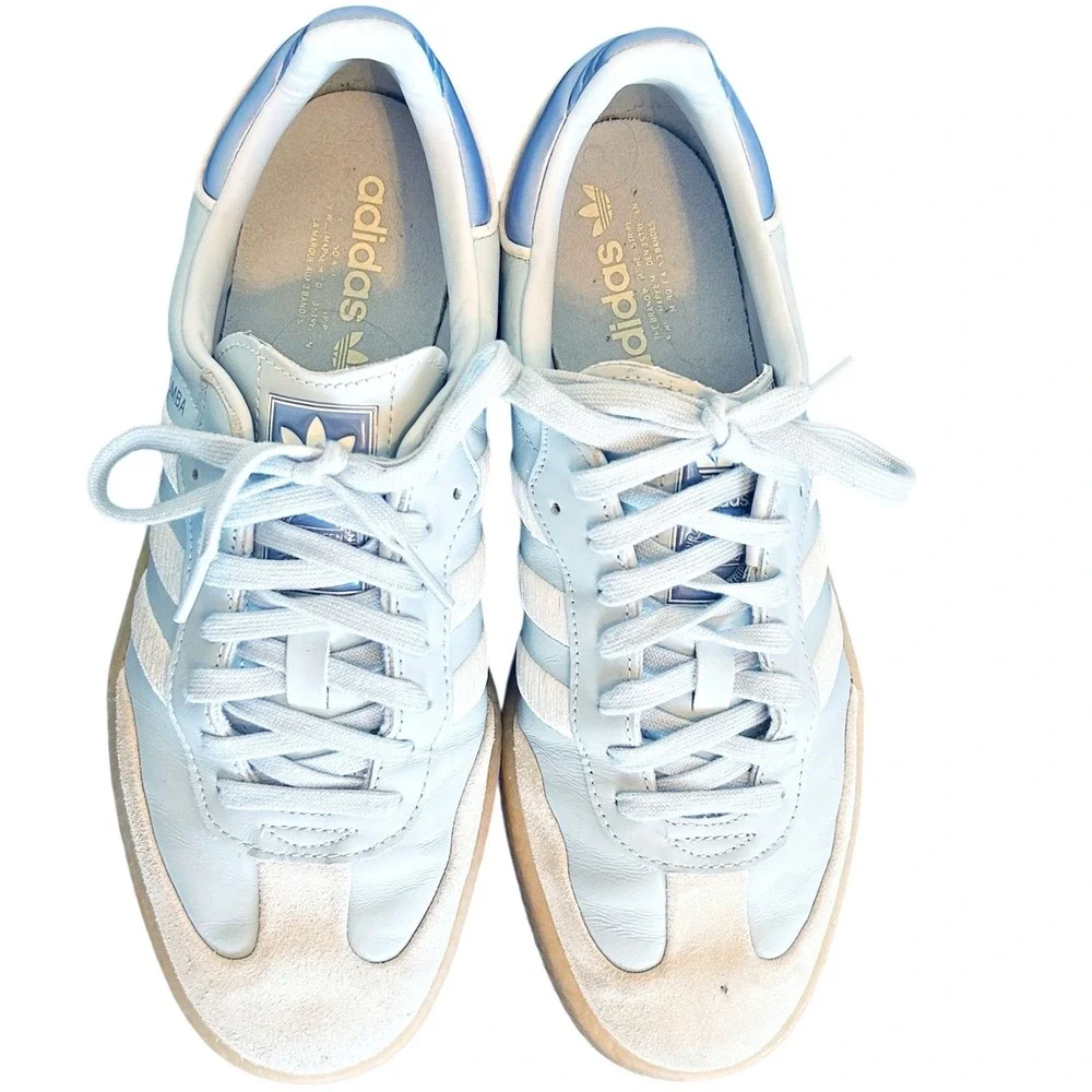 Adidas Samba Sneakers XLG Sambae Womens 11 Light Blue White Platform Gum Sole OG